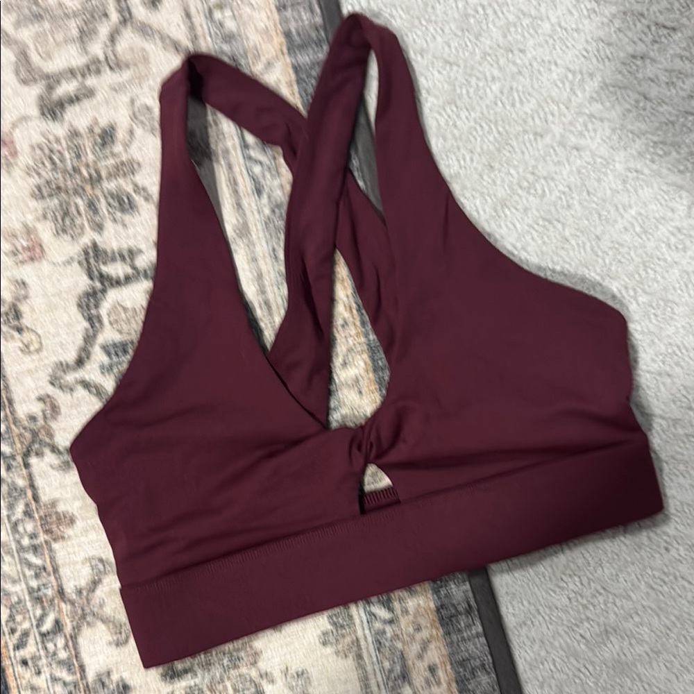 Burgundy Cross-Back Sports Bra Fabletics